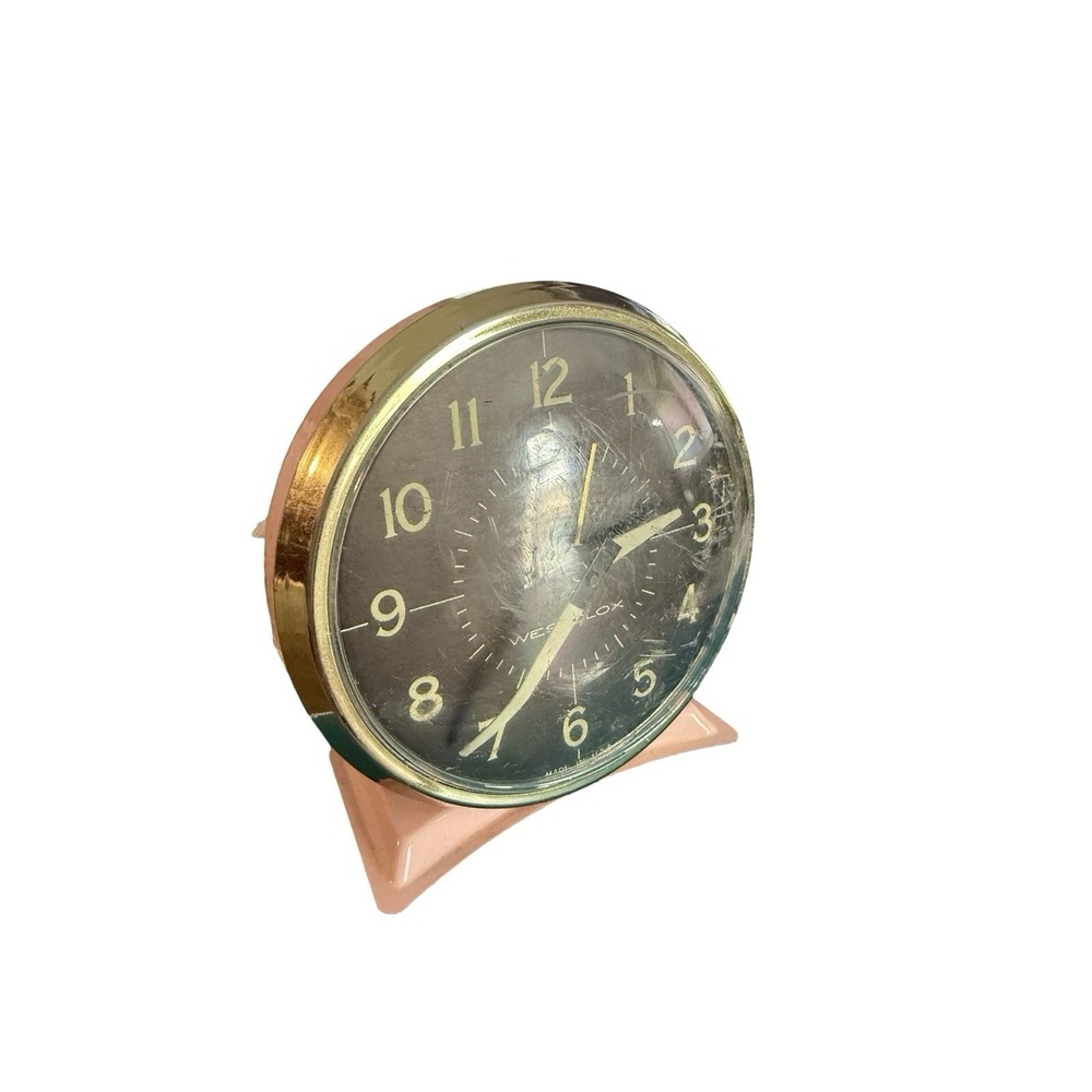 Vintage PINK Westclox Alarm Clock Metal ‎ Wind-up Made in USA